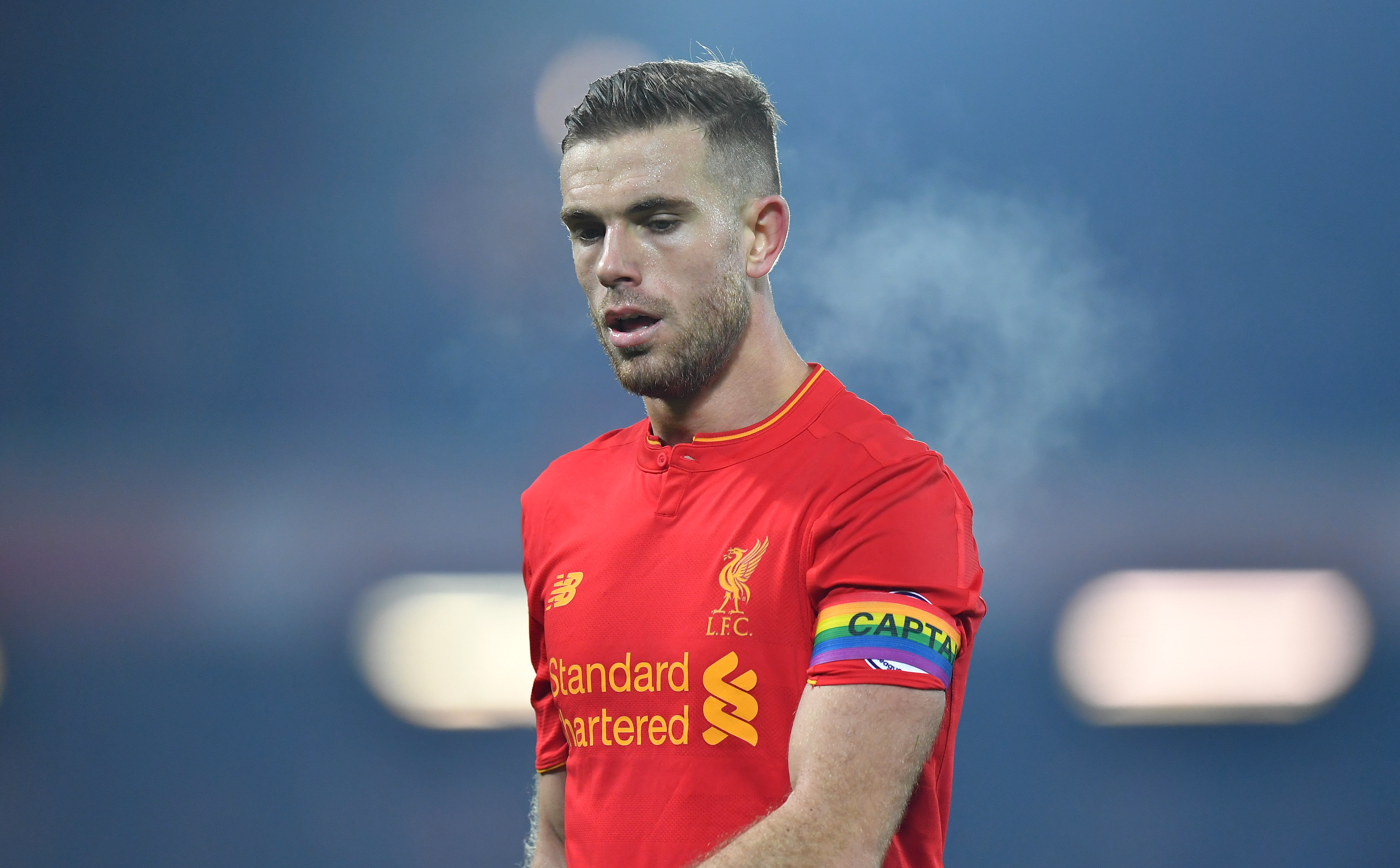 Former Liverpool captain Jordan Henderson wore the rainbow armband in support of the LGBTQ+ community