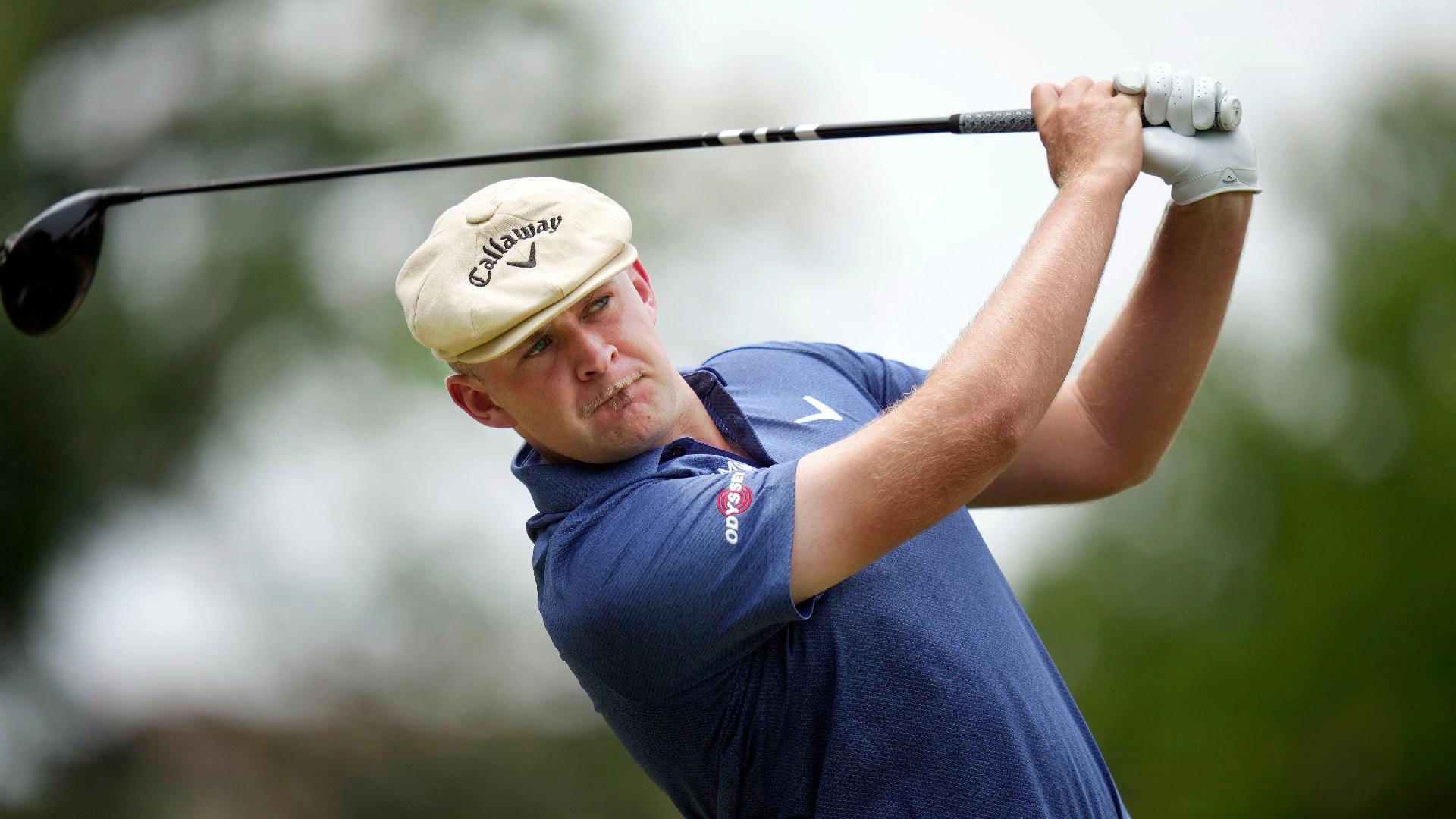 Cornish rookie Harry Hall fired four consecutive birdies around the turn as he took a three-shot halfway lead in the Charles Schwab Challenge (LM Otero/AP)