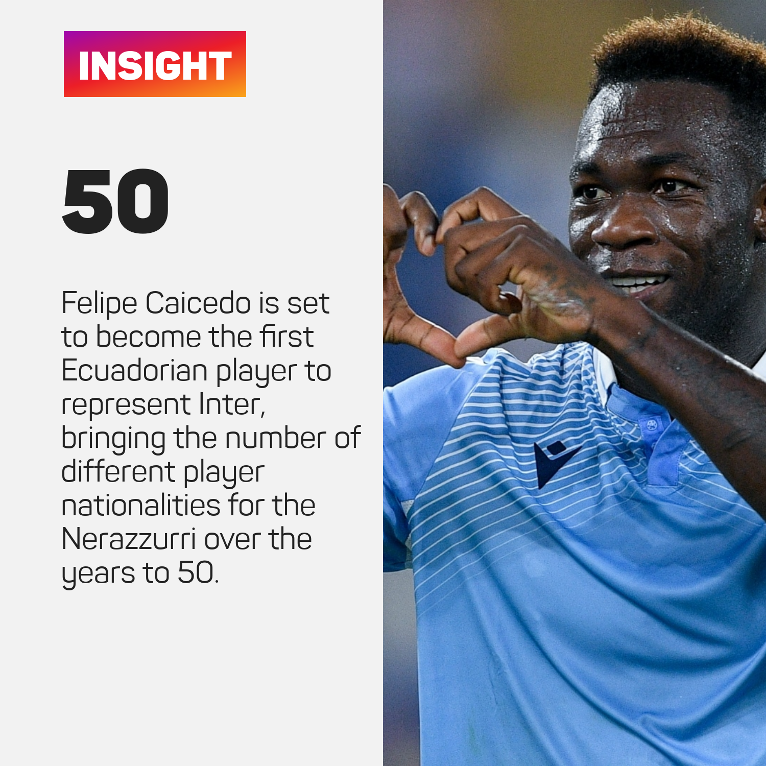 Felipe Caicedo is set to become the first Ecuadorian player to represent Inter