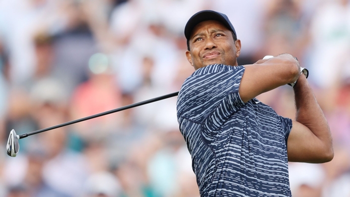 Tiger Woods in action at the US PGA Championship on Thursday