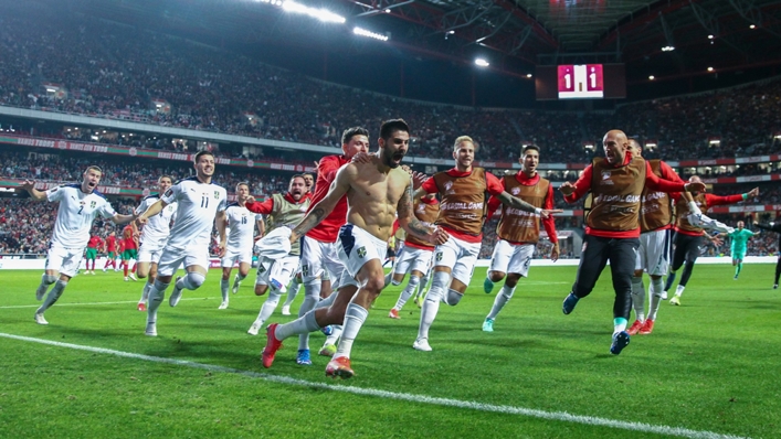 Serbia celebrate qualifying for the World Cup in Qatar