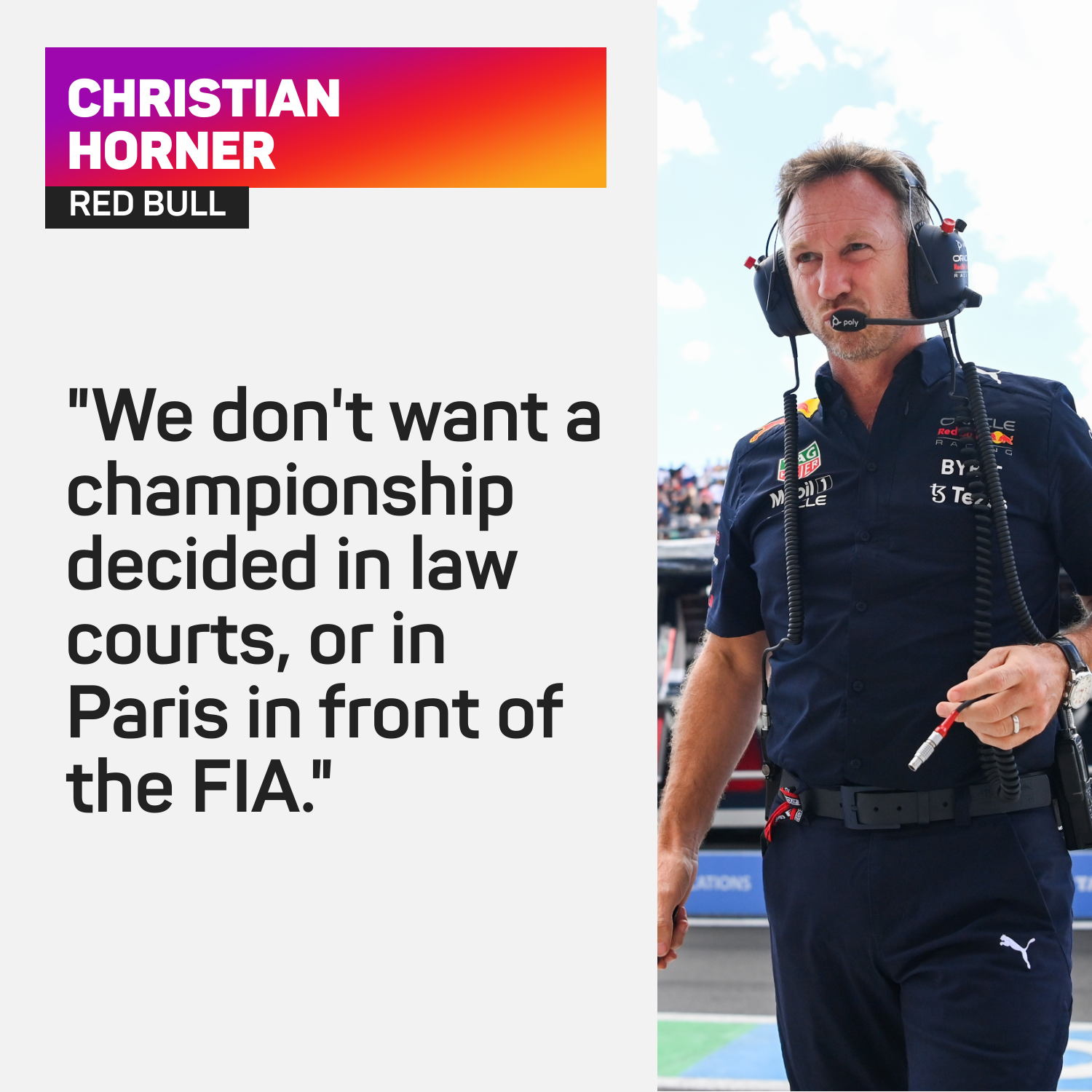 Christian Horner fears the F1 title battle could head to the courts