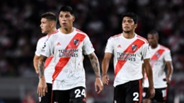 River Plate midfielder Enzo Perez (left) is set to have to play as a goalkeeper in the Copa Libertadores