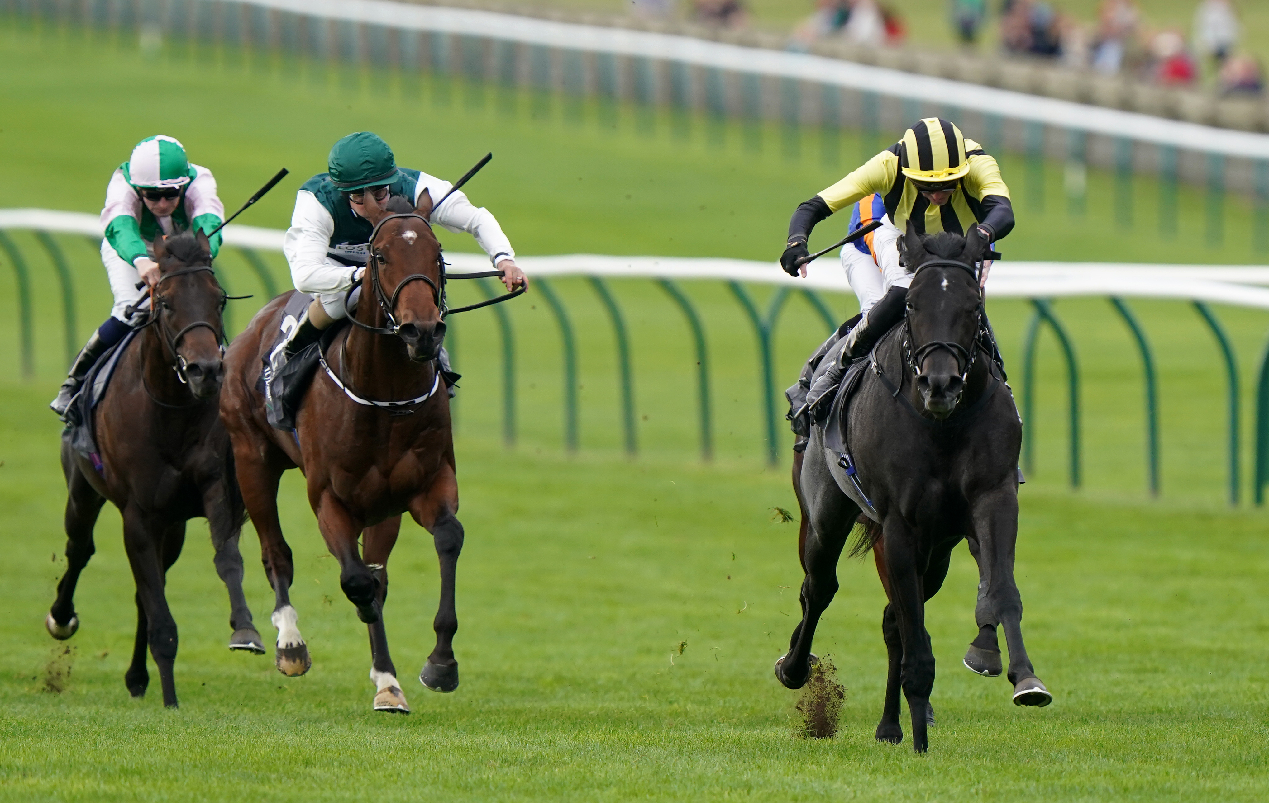 Vandeek on his way to victory in the Middle Park Stakes at Newmarket