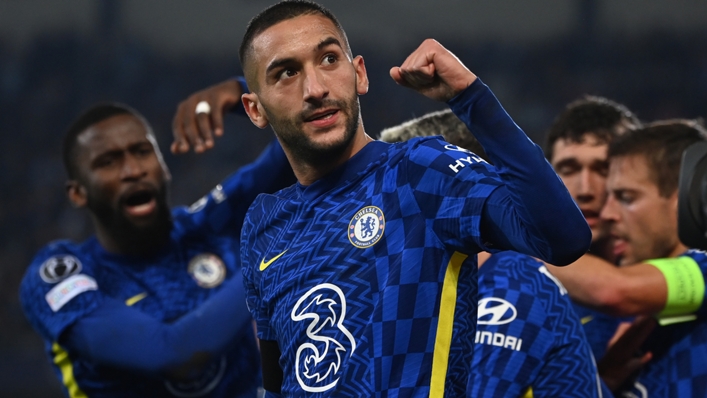 Hakim Ziyech after scoring for Chelsea against Malmo