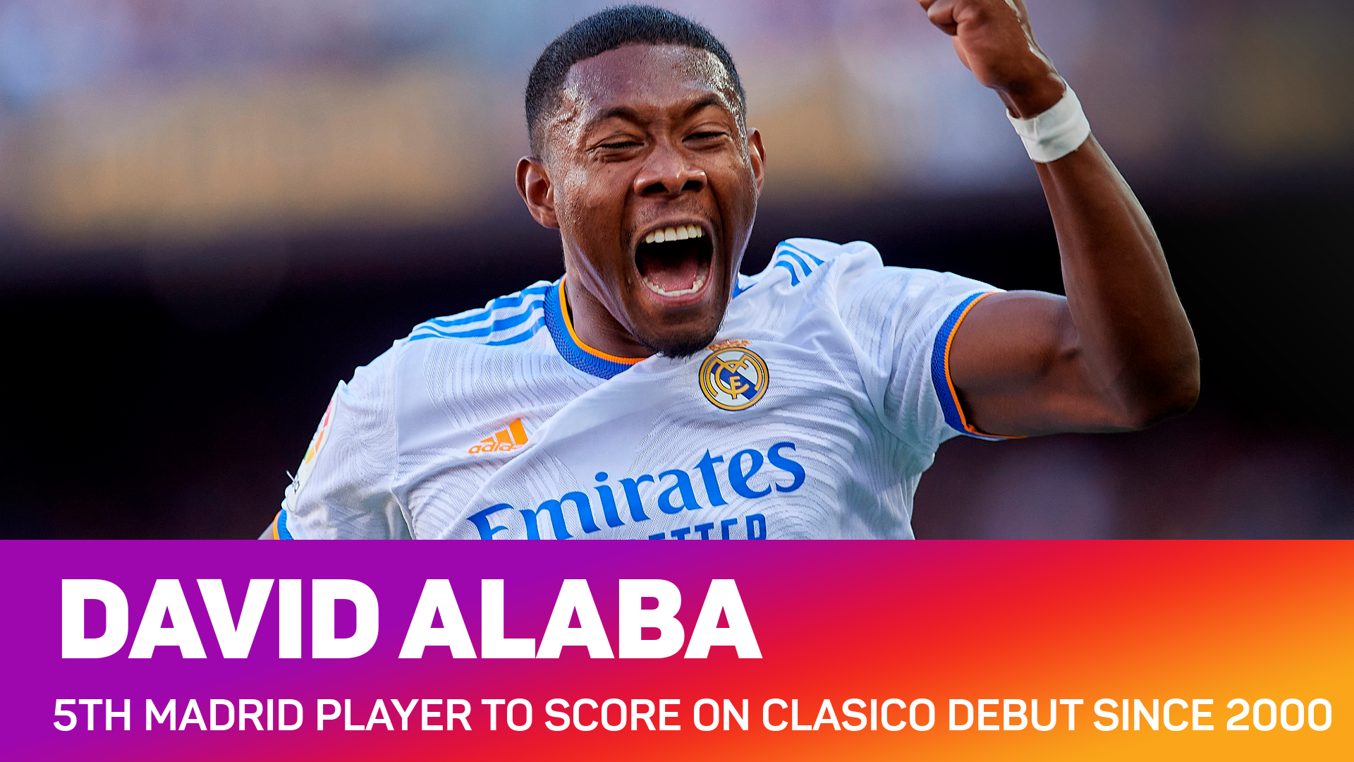 David Alaba became the fifth player this century to score on his Clasico bow for Real Madrid