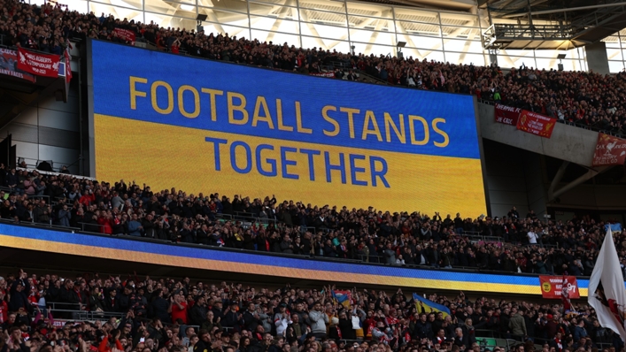 A message of support for Ukraine was revealed ahead of the EFL Cup final at Wembley Stadium, amid Russia's invasion of the country.