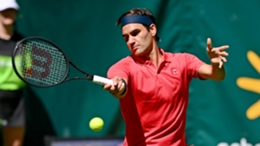 Roger Federer in action in Halle