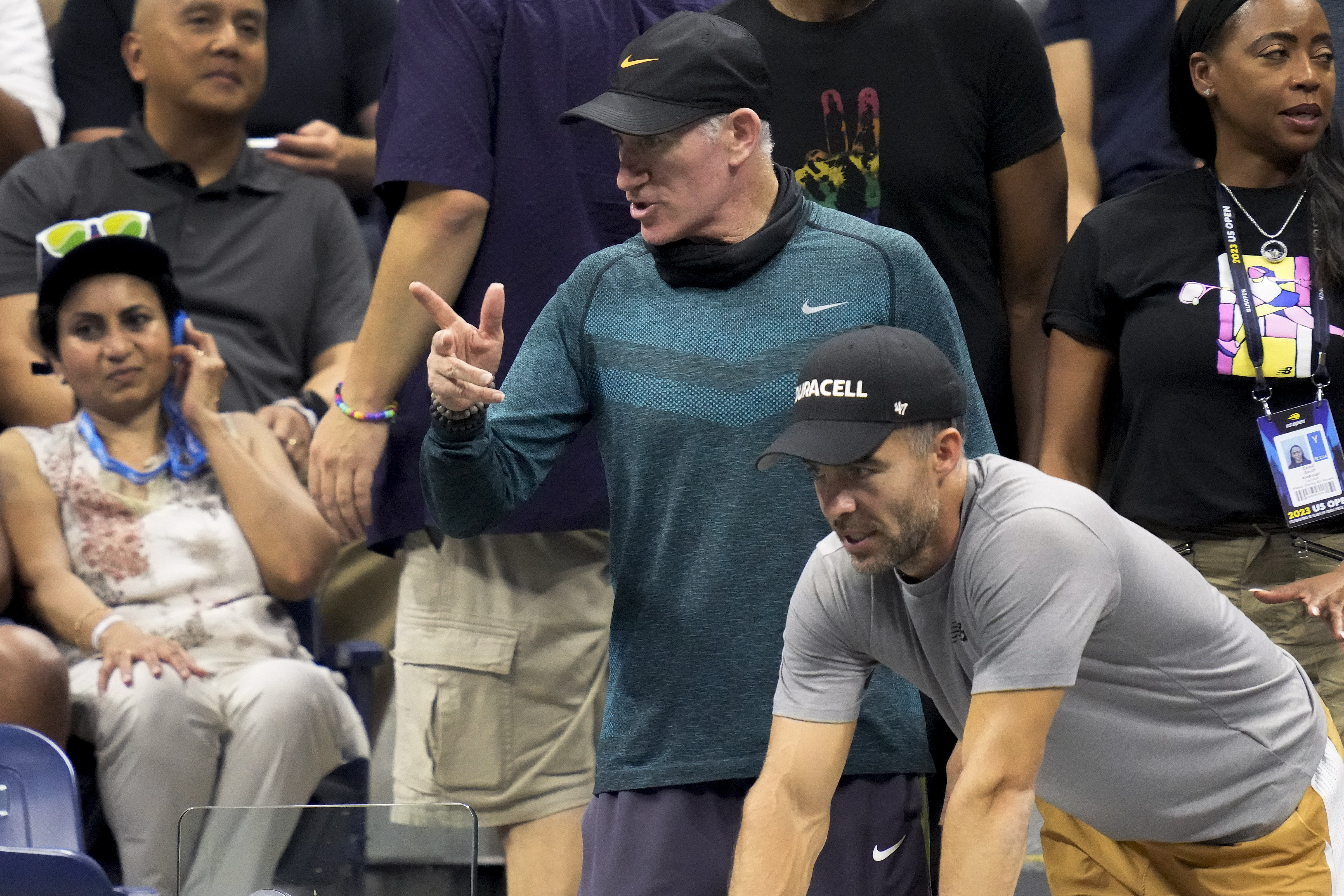 Brad Gilbert, second right, is coaching Coco Gauff in New York