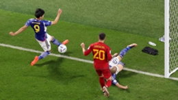 From certain angles, the ball looked to have run out of play before Japan's second goal