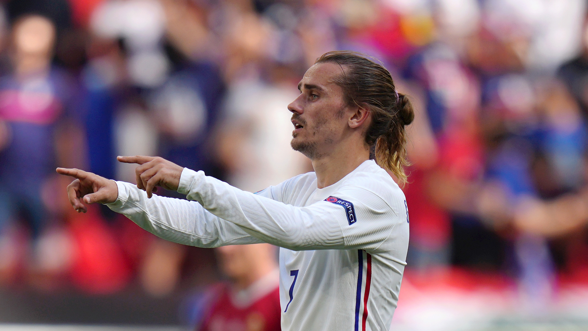 France forward Antoine Griezmann celebrates his goal against Hungary