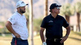 Jon Rahm (l) hopes Phil Mickelson will return to the PGA Tour