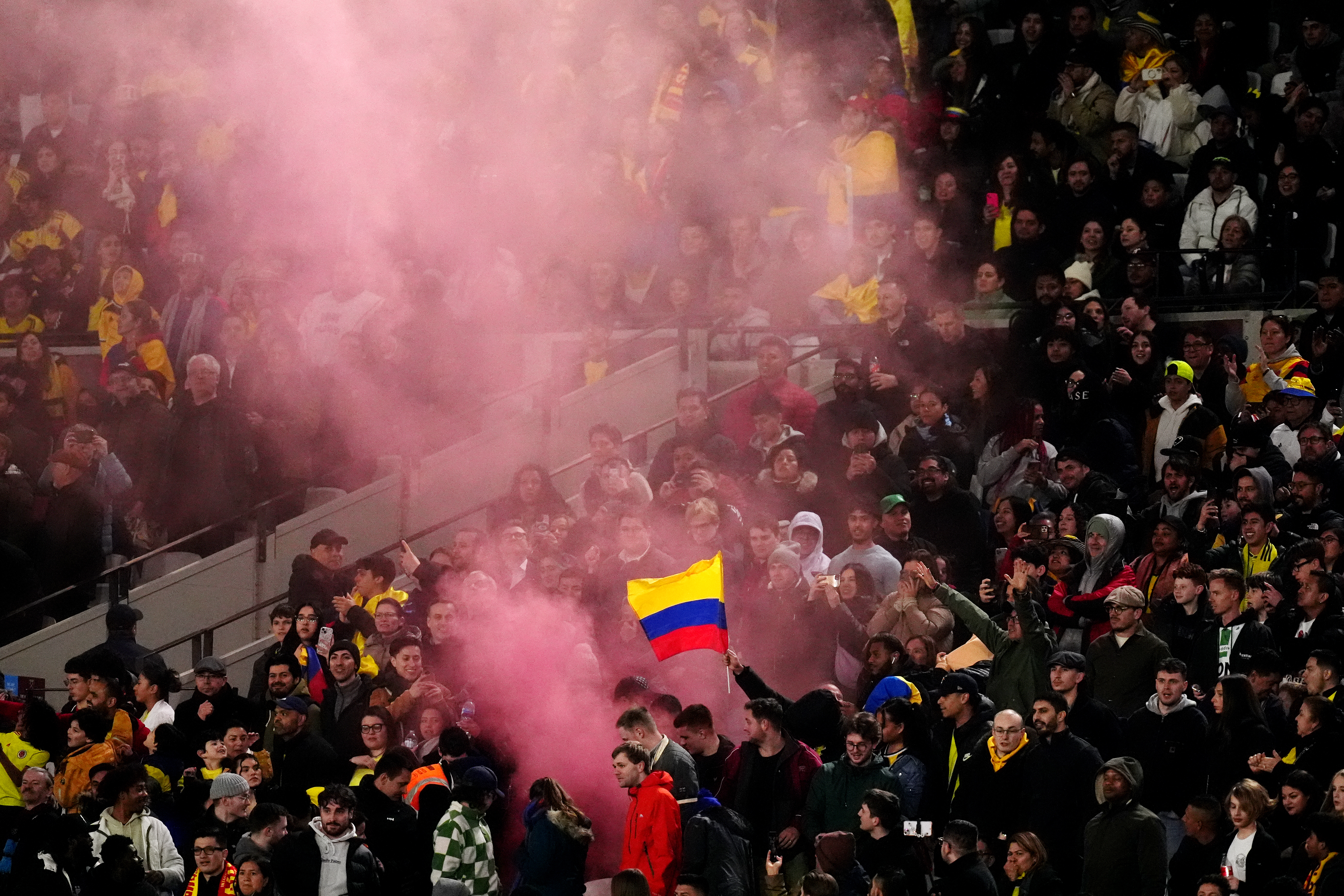 Thousands of Colombia fans celebrated victory at the London Stadium
