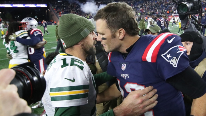Aaron Rodgers and Tom Brady in 2018, when the latter played for the Patriots
