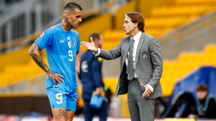 Gianluca Scamacca was handed a start by Italy boss Roberto Mancini against England at Molineux last month