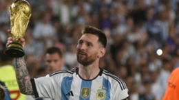 Lionel Messi lifts the World Cup