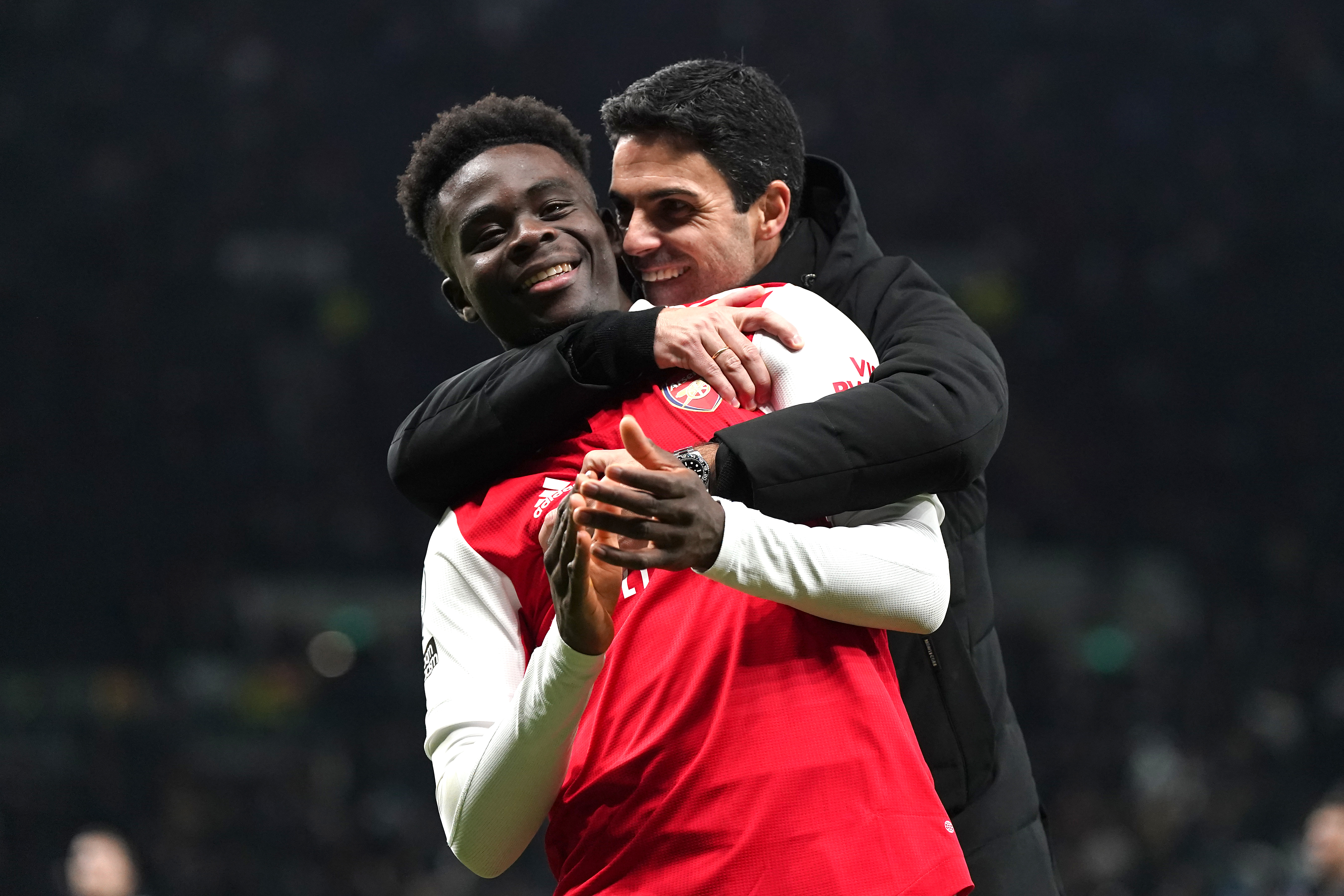 Bukayo Saka are Mikel Arteta