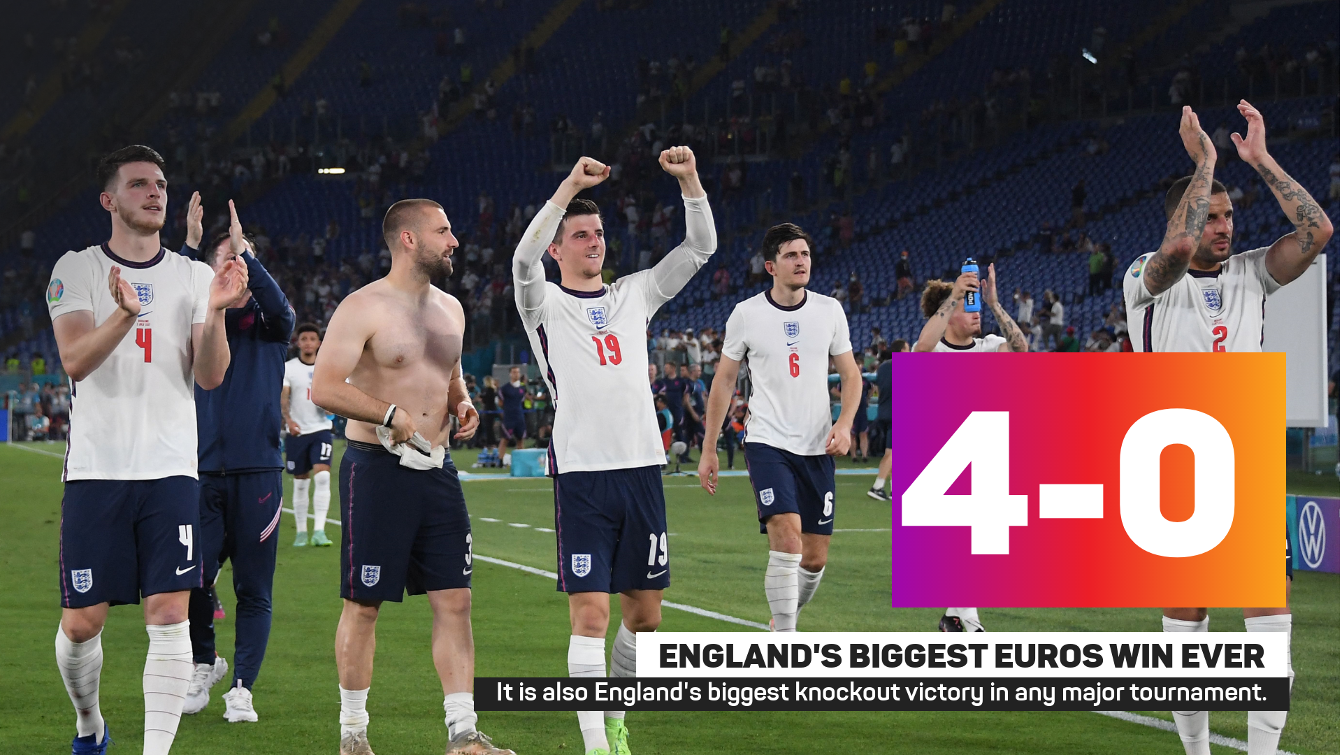 England recorded their biggest ever Euros win against Ukraine