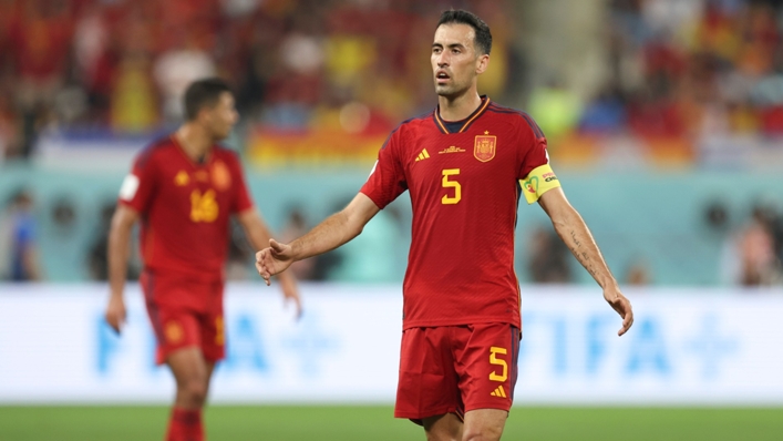 Spain captain Sergio Busquets looks on during La Roja's 2-1 defeat against Japan