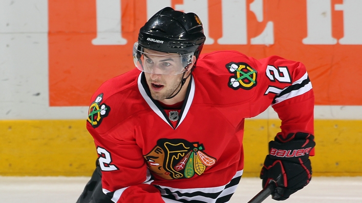 Kyle Beach in action for the Chicago Blackhawks in the 2010 NHL Rookie Tournament