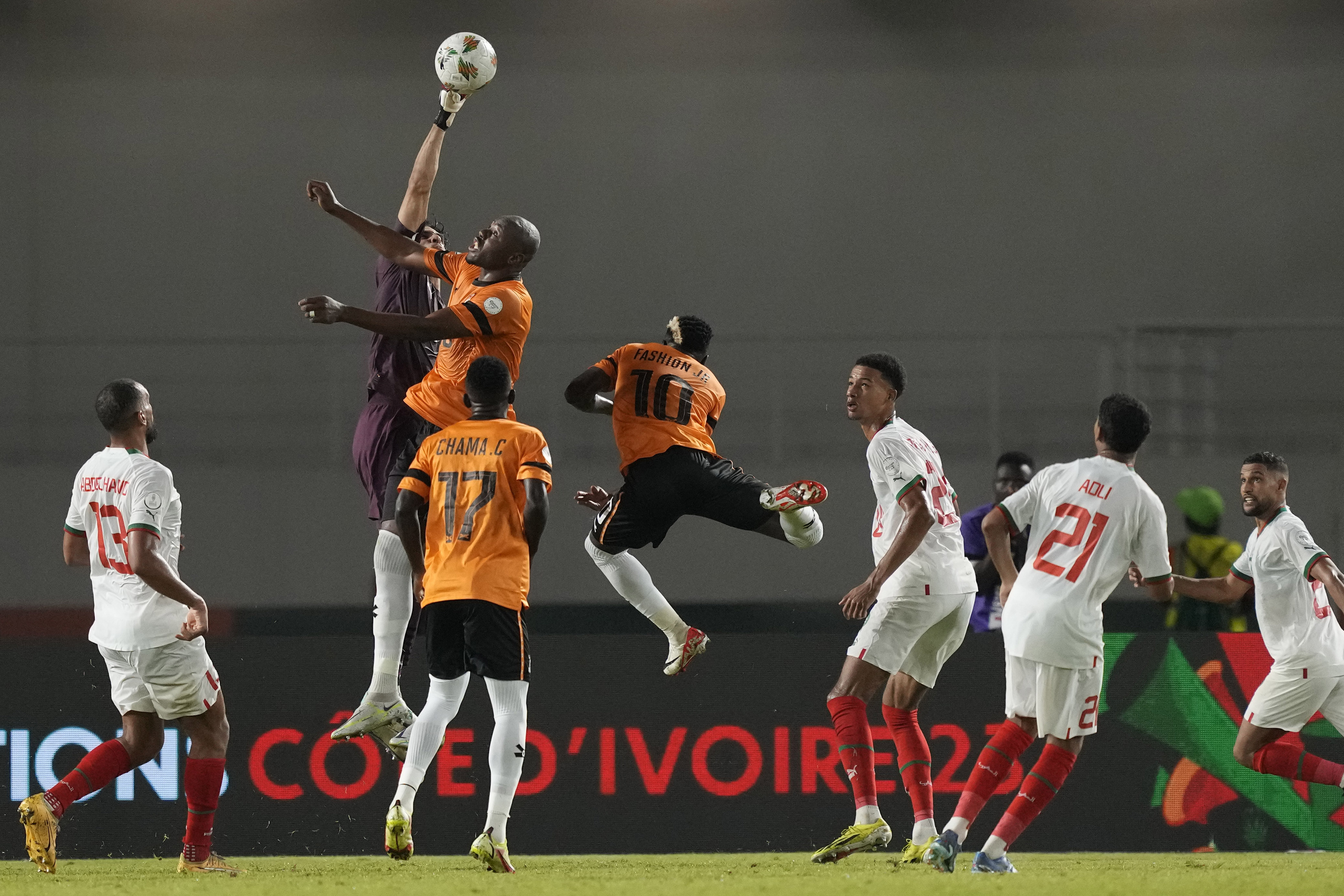 Yassine Bounou catches the ball