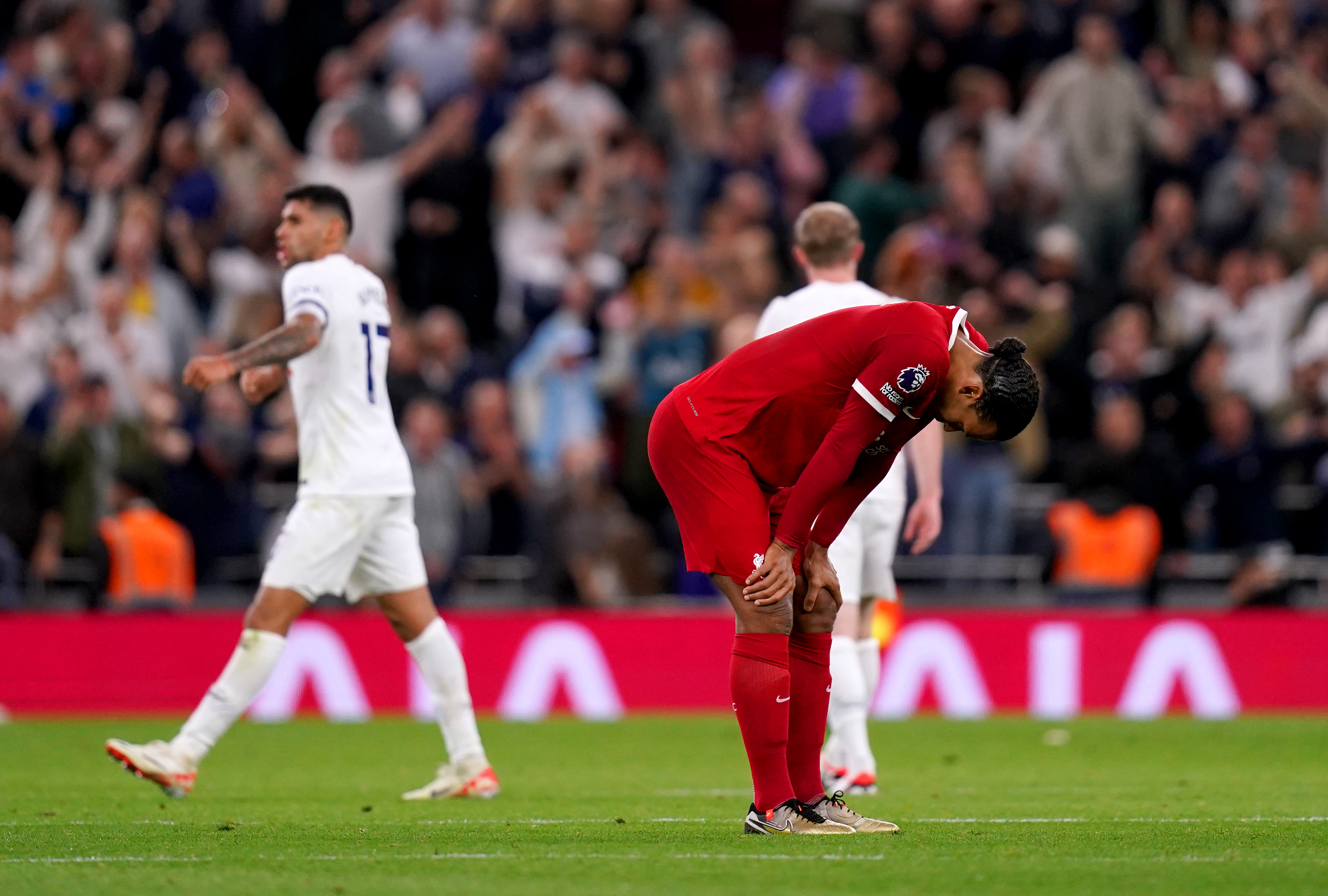 Liverpool’s Virgil van Dijk appears dejected after his side's recent 2-1 defeat at Tottenham