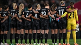 New Zealand players observe a moment of silence for the victims of a shooting attack in Auckland (Andrew Cornaga/AP)