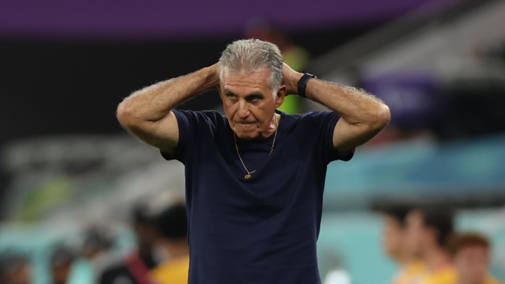 Carlos Queiroz looks on during Iran's 1-0 defeat to USA at the 2022 World Cup