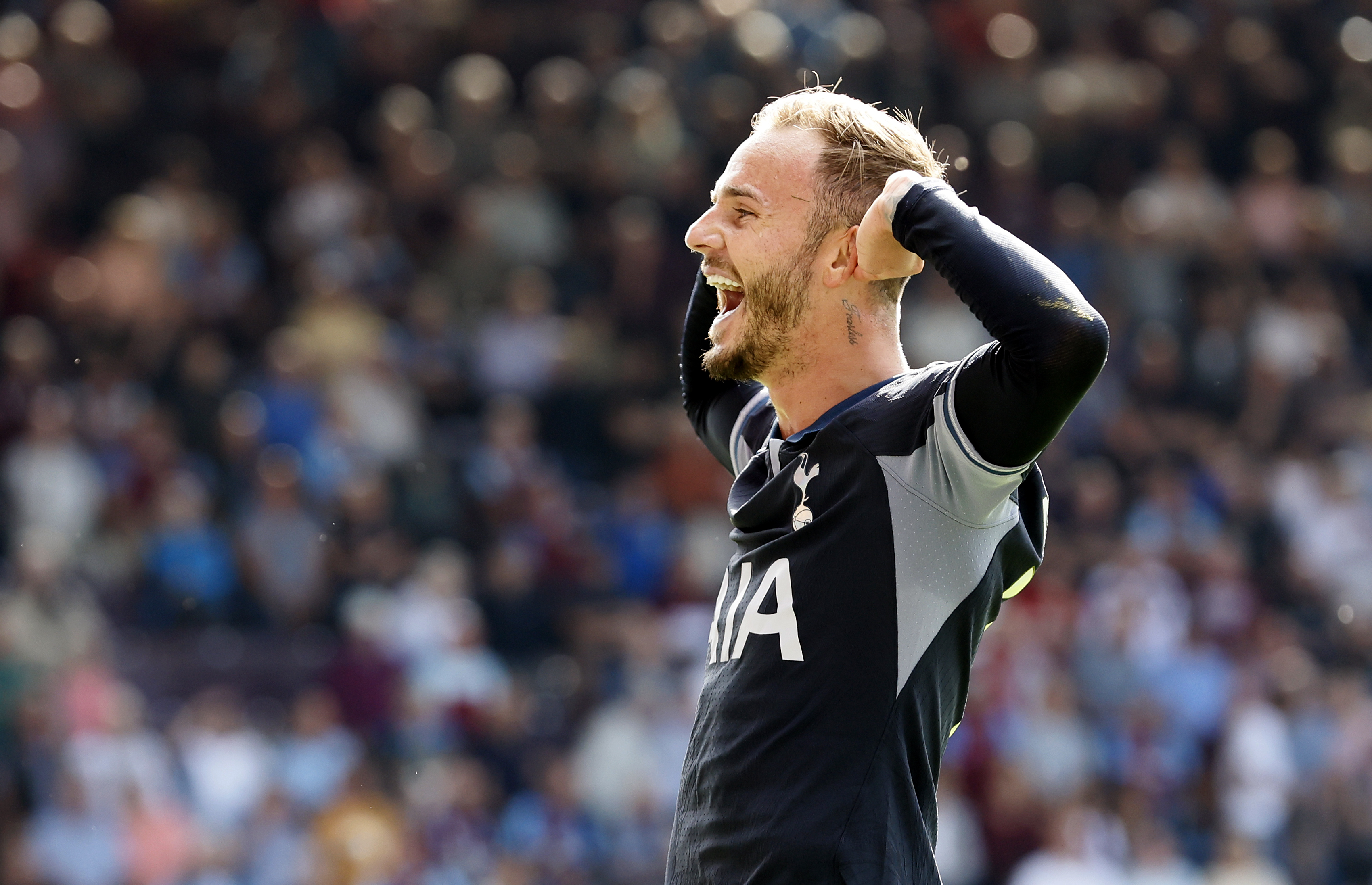 Tottenham's James Maddison celebrates against Burnley