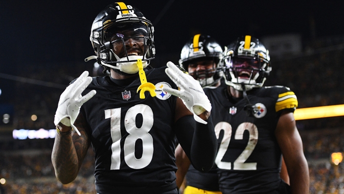 Diontae Johnson celebrates for the Pittsburgh Steelers