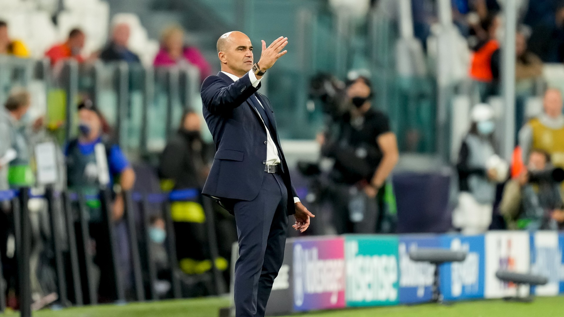 Roberto Martinez during Belgium's defeat to France