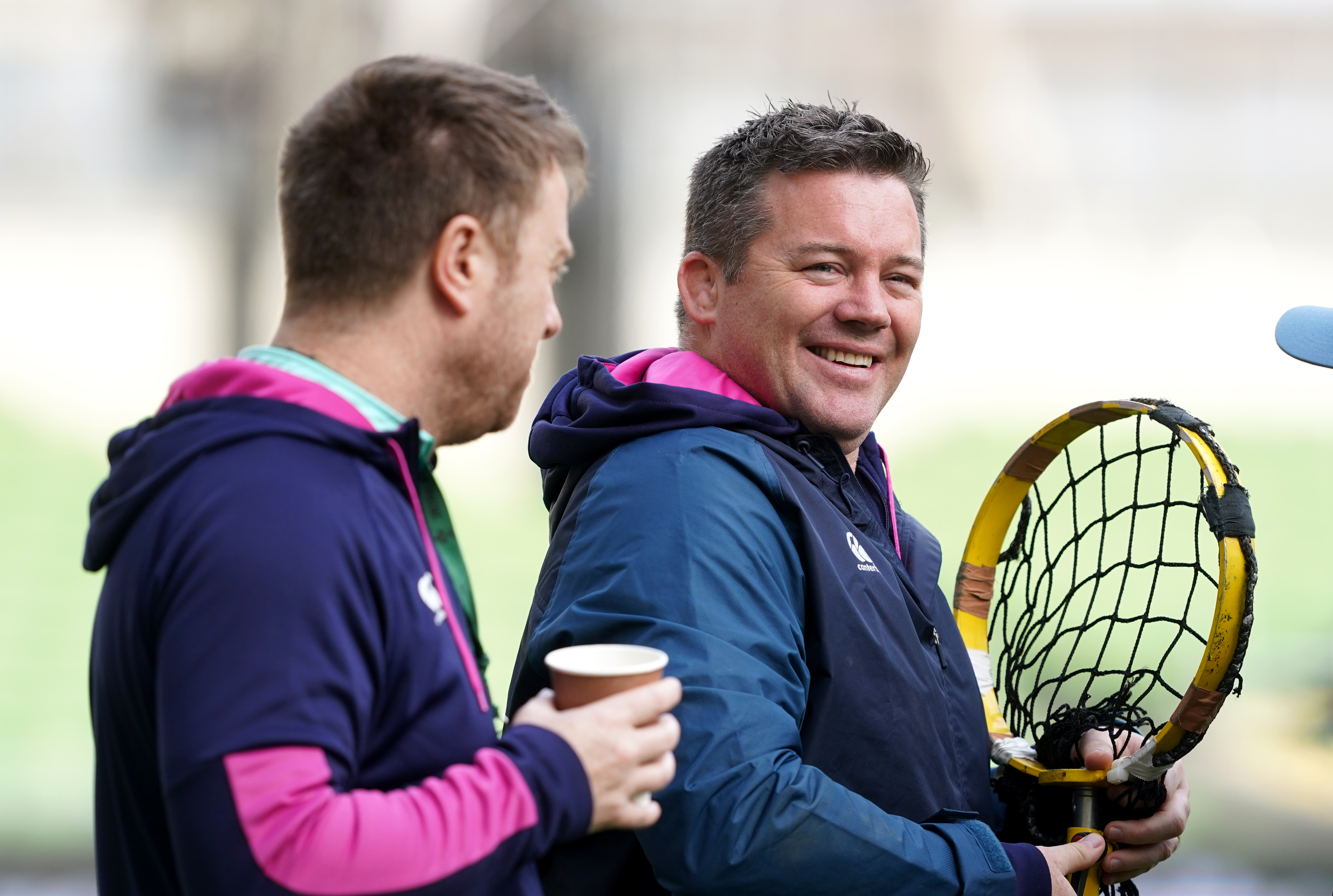 Scrum coach John Fogarty, right, was upbeat about the injury situation in Ireland's camp