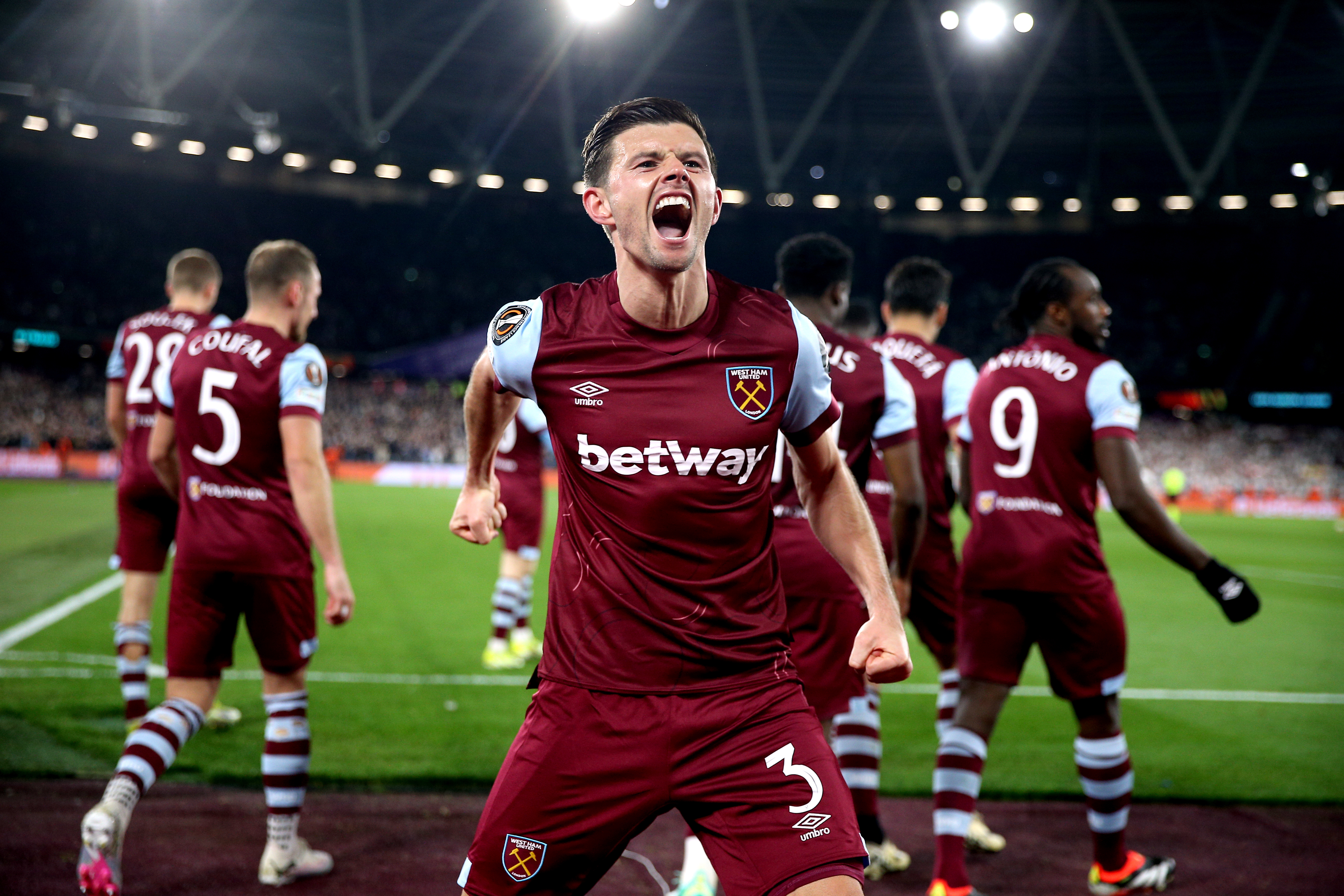 West Ham's Aaron Cresswell celebrates scoring