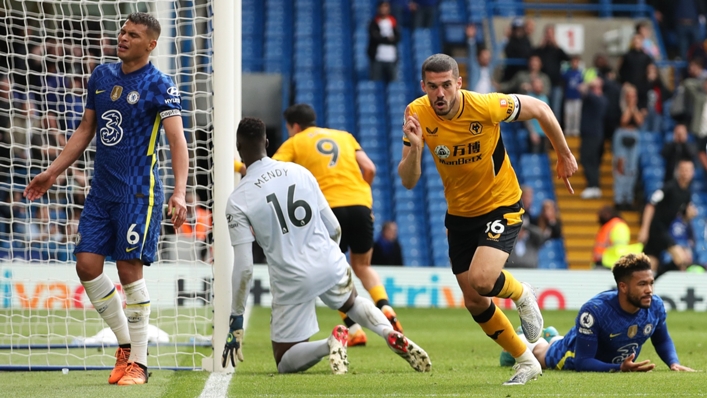 Wolves' Conor Coady celebrates his late equaliser against Chelsea