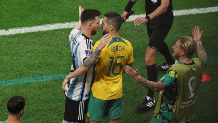 Lionel Messi clashed with Aziz Behich