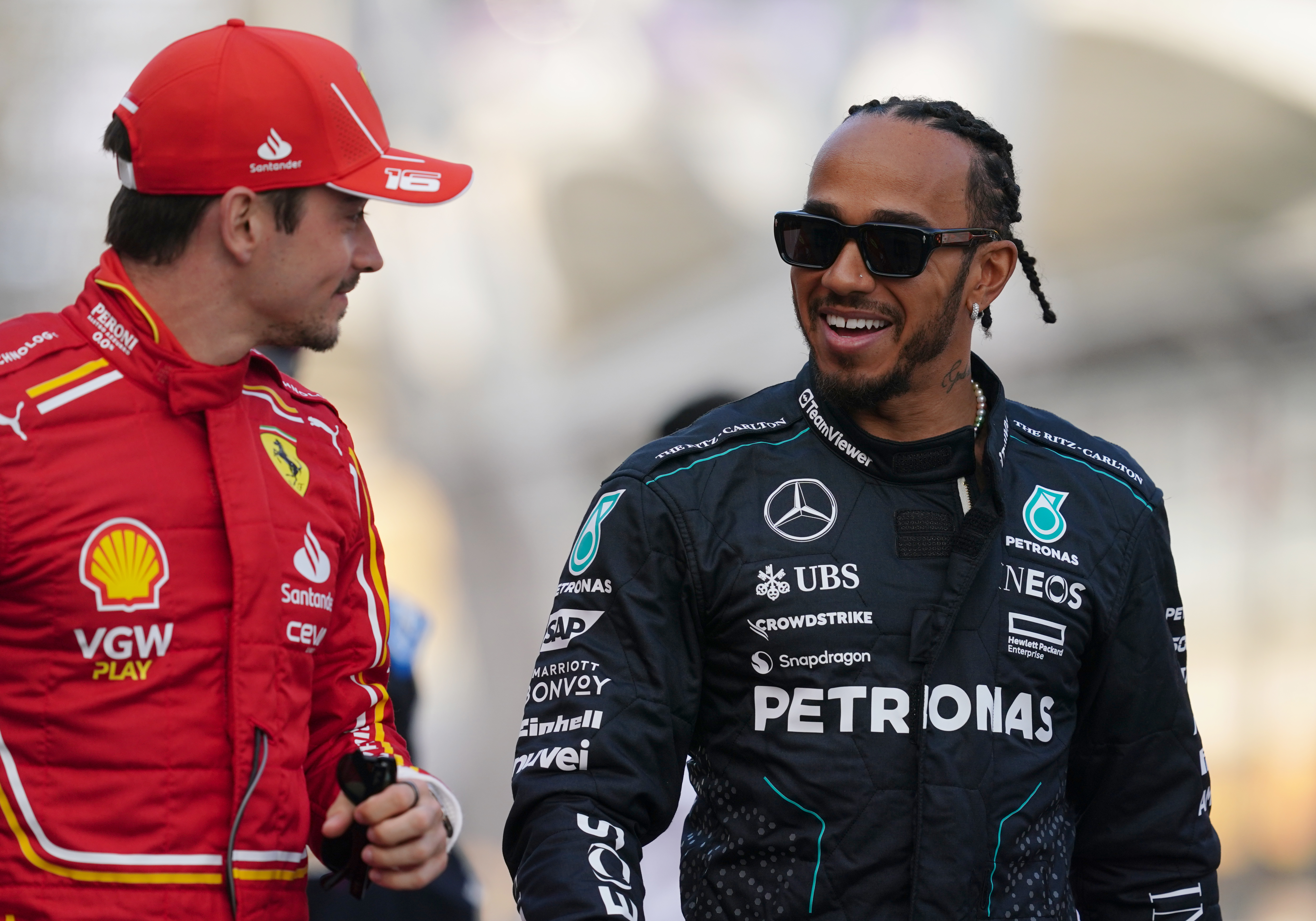 Charles Leclerc (left) and Lewis Hamilton