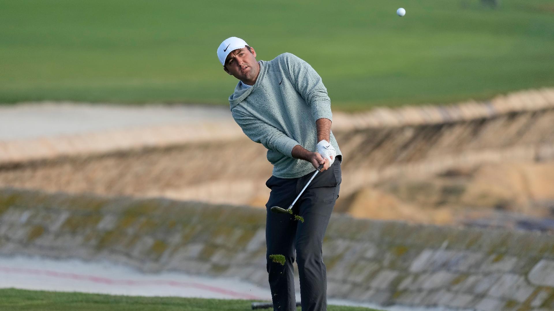 Scottie Scheffler hits 64 to share three-way lead at Pebble Beach