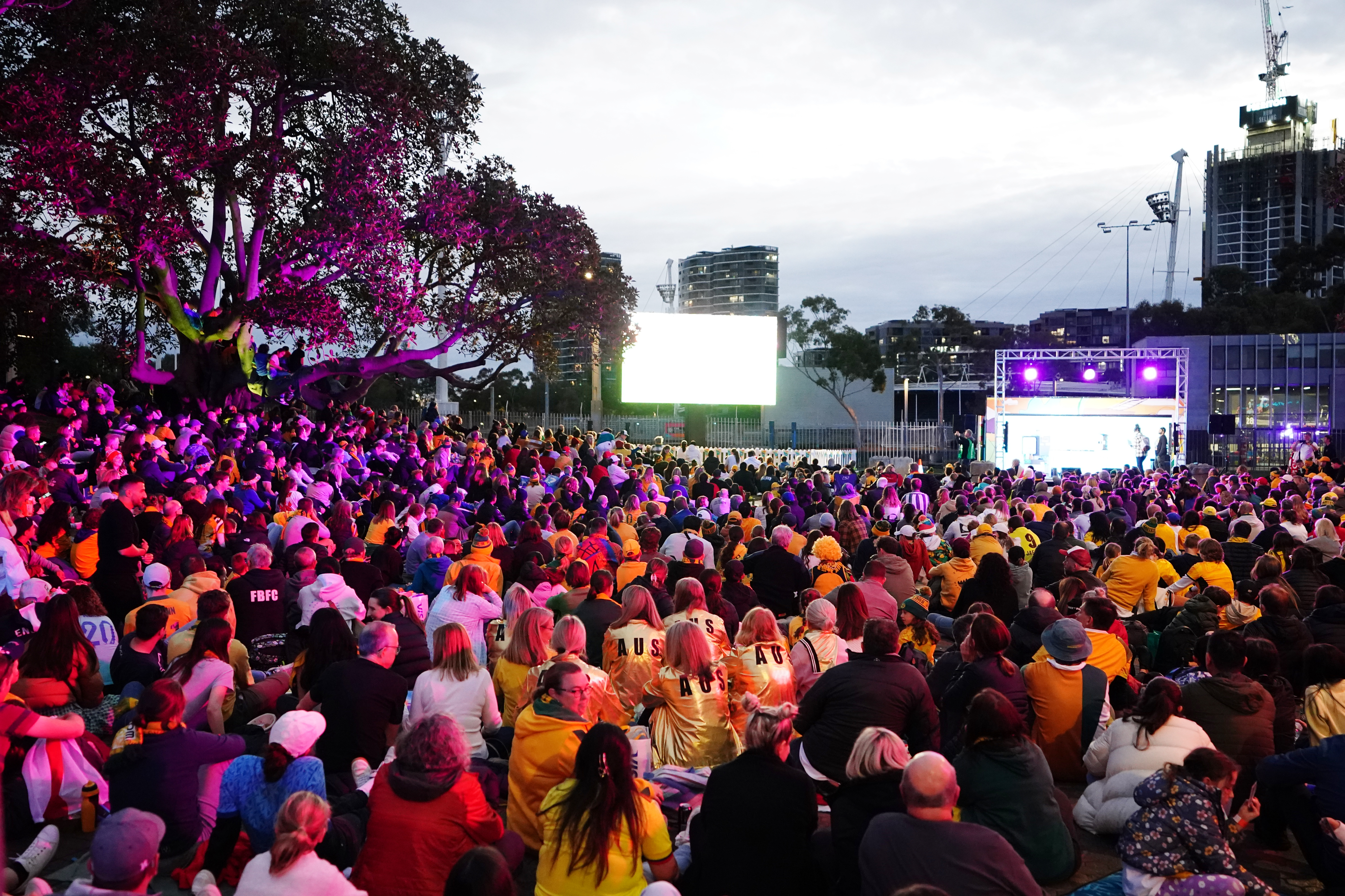 ustralia fans packed the ground outside Stadium Australia to watch the Matildas' quarter-final