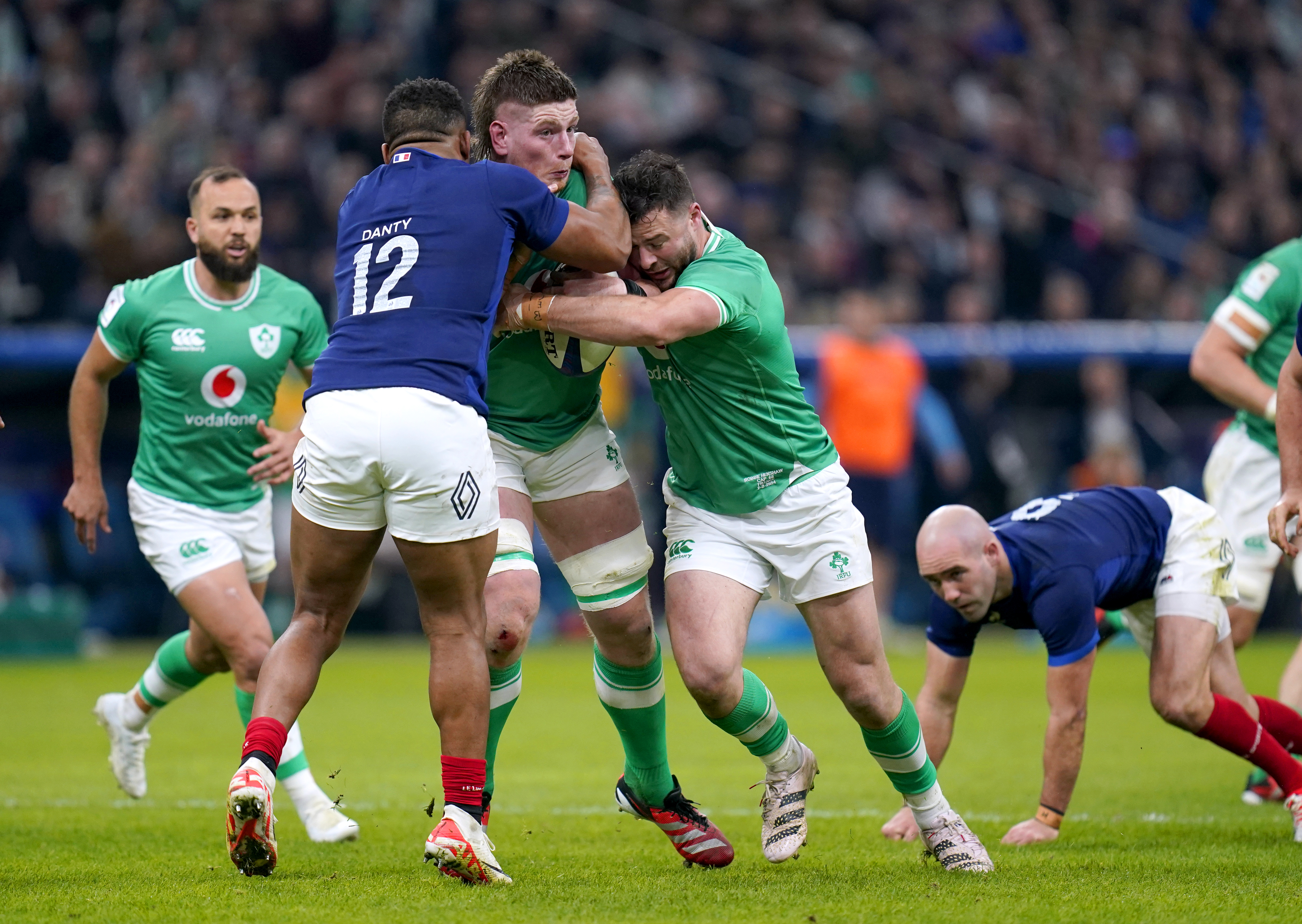Joe McCarthy, with ball, is the youngest member of Andy Farrell's 34-man Six Nations squad