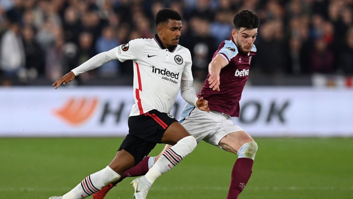 Young player of the season Ansgar Knauff faced Declan Rice in the semi-finals