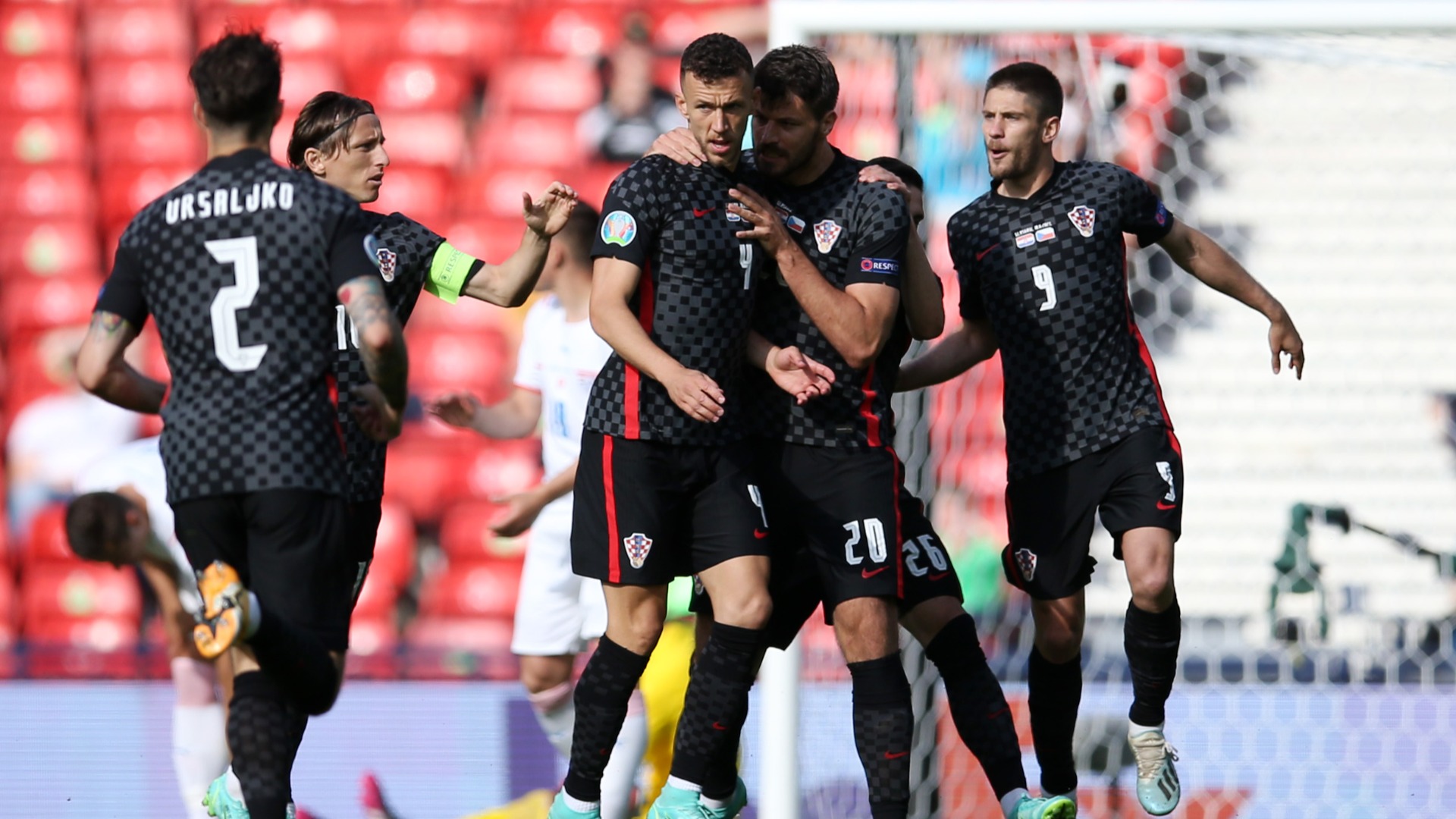 Croatia celebrate Ivan Perisic's equaliser