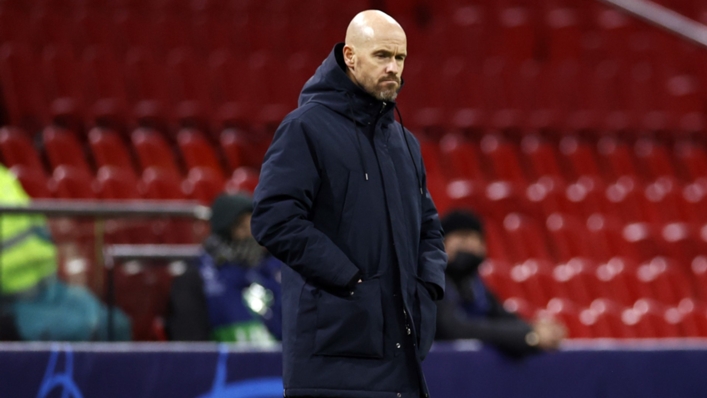 Ajax head coach Erik ten Hag watches on during the team's win over Sporting CP