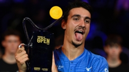 Lorenzo Sonego holds the Moselle Open trophy