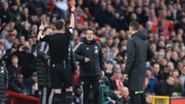 Marco Silva receives a red card from Chris Kavanagh