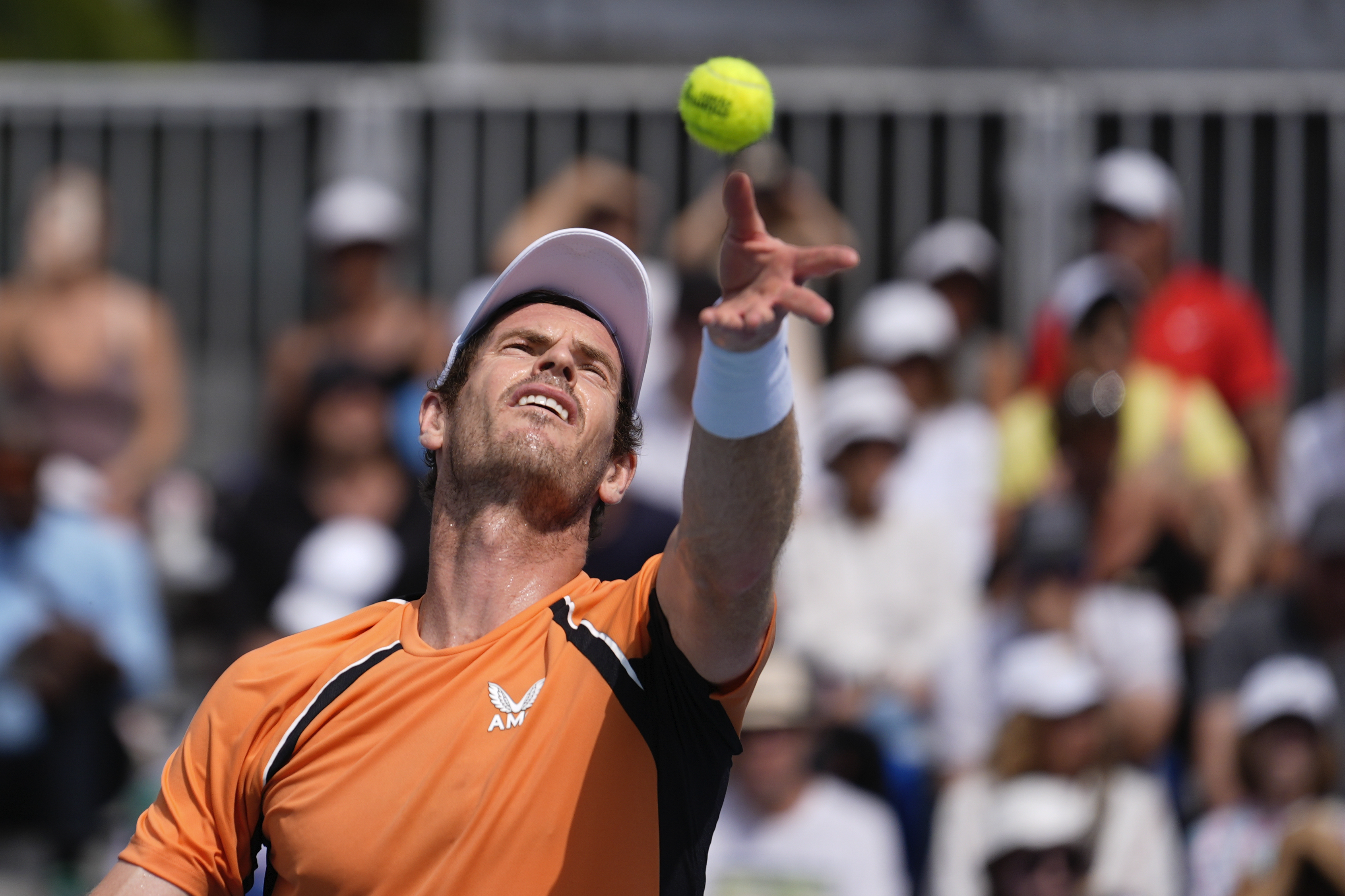 Andy Murray hits a serve