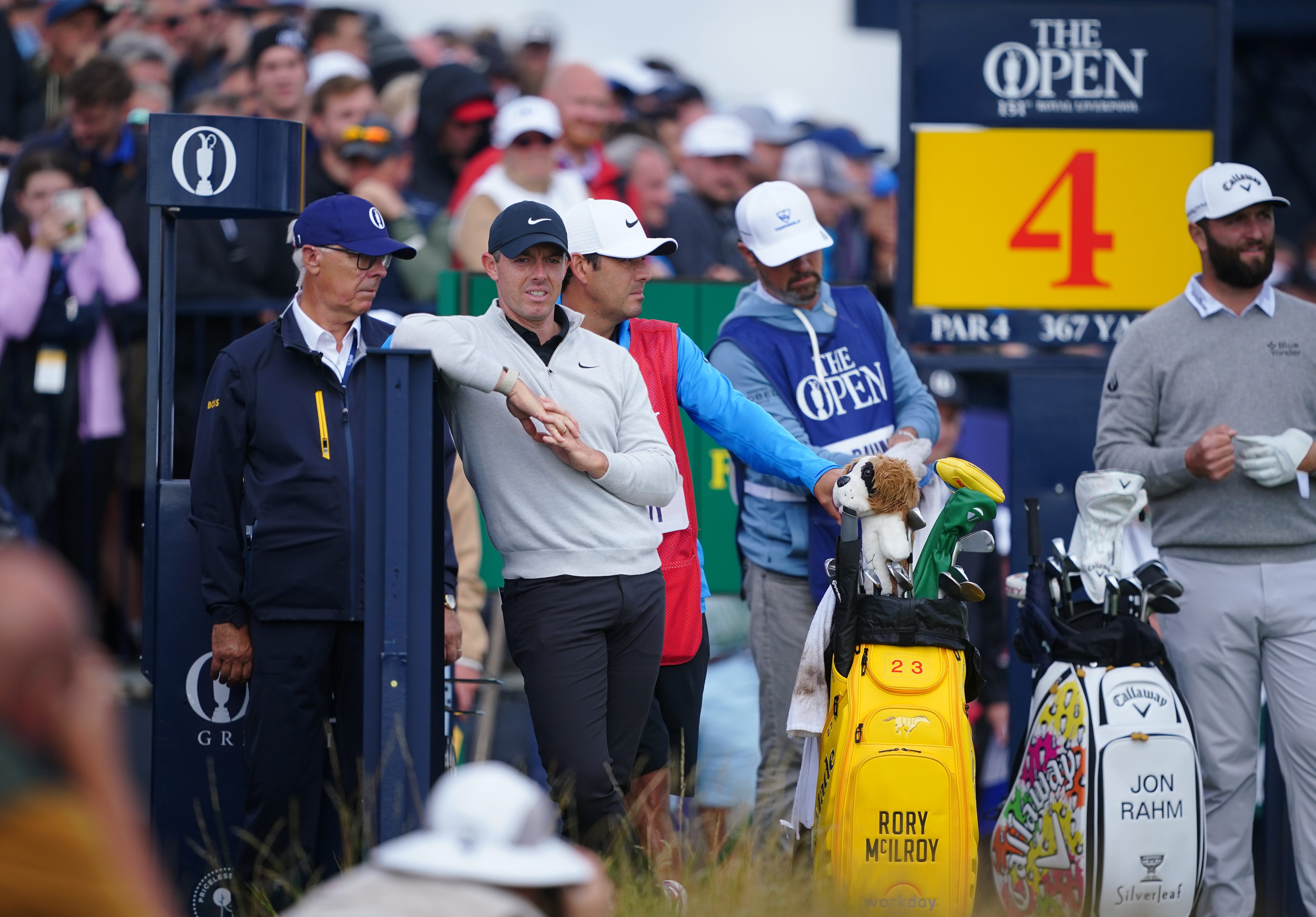 Rory McIlroy waits on the fourth tee