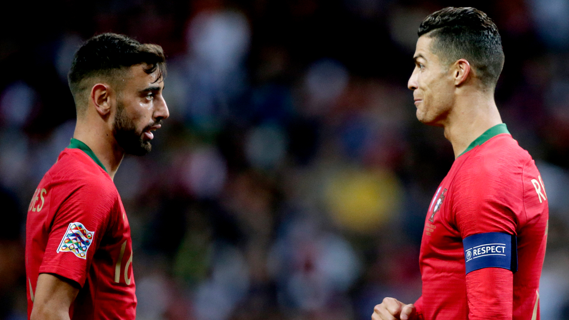 Bruno Fernandes and Ronaldo of Portugal