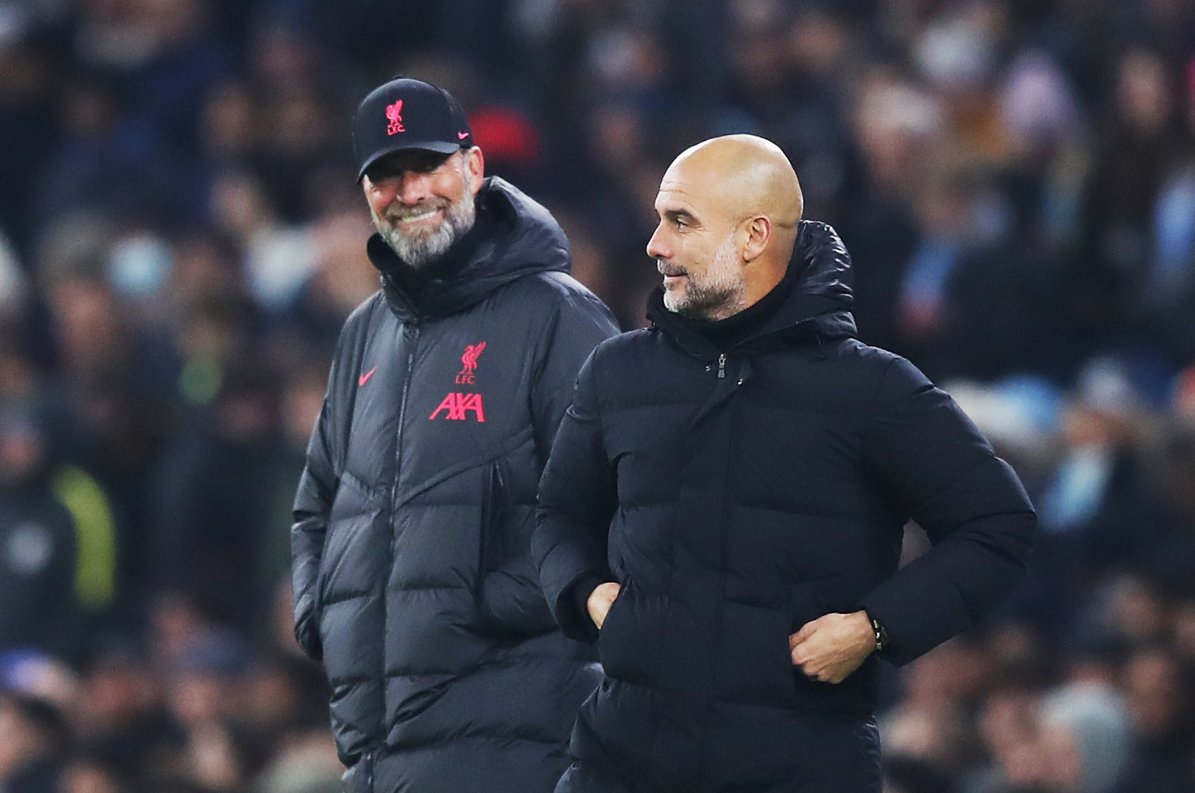 Jurgen Klopp, left, and Pep Guardiola