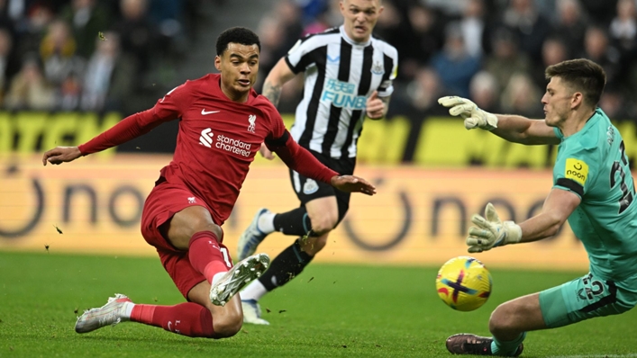 Cody Gakpo scores for Liverpool at Newcastle United