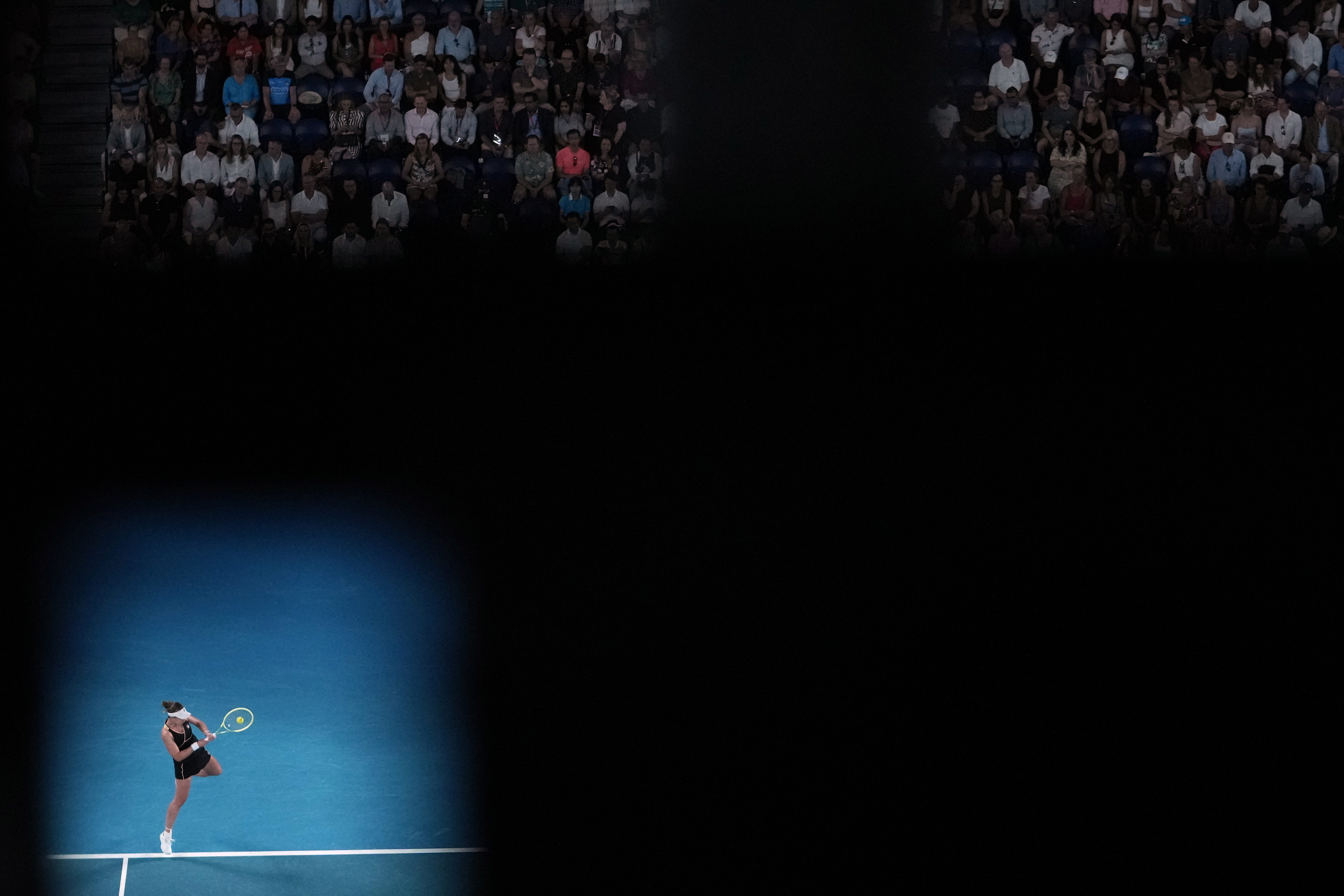 Barbora Krejcikova plays a backhand return
